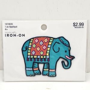 Design Loft Teal tribal elephant Iron-on patch